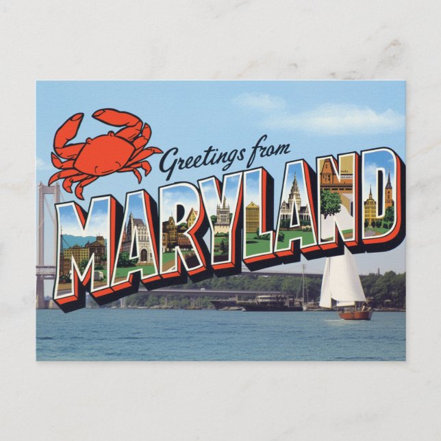 Postal Puente de Cangrejo de Maryland Costero (Anverso)