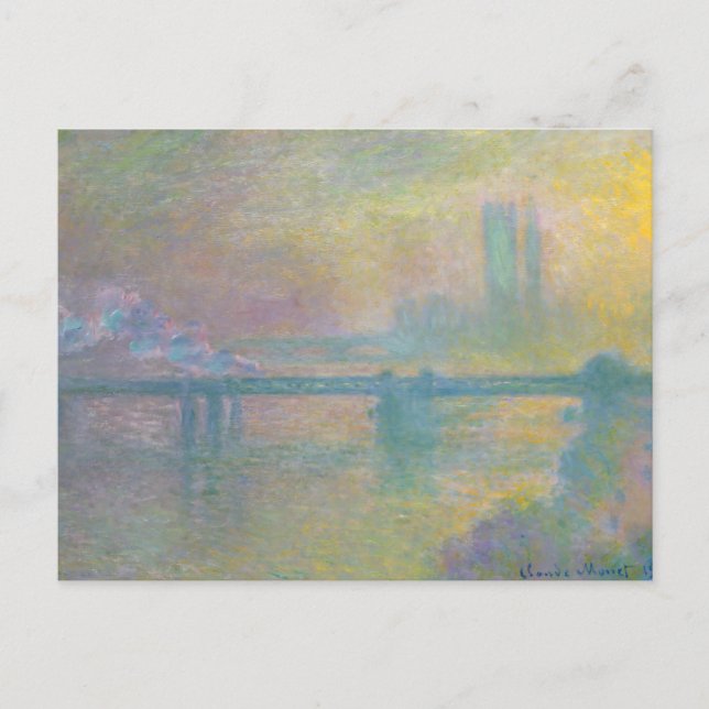Postal Puente de Charing Cross Londres Claude Monet (Anverso)