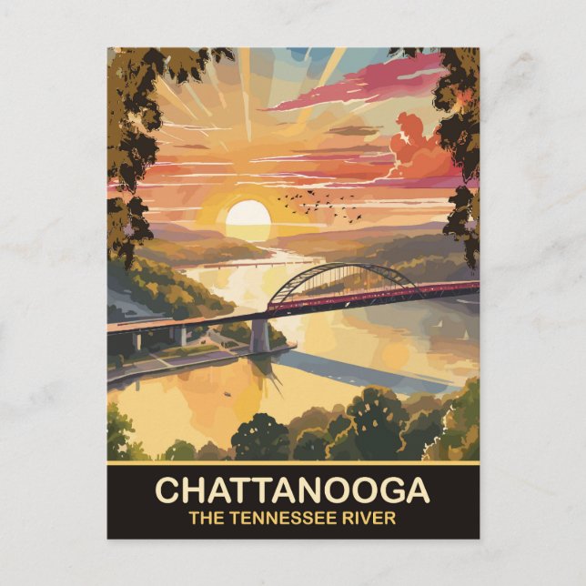 Postal Puente de Chattanooga, río Tennessee, viajes (Anverso)