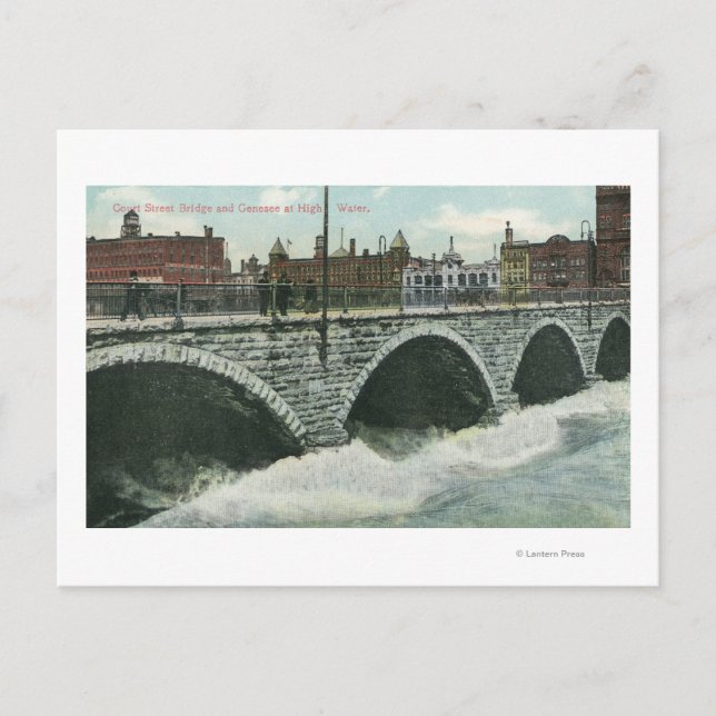 Postal Puente de Court Street y Genesee en High Water (Anverso)