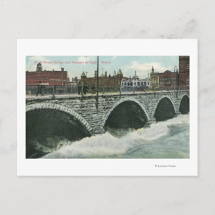 Postal Puente de Court Street y Genesee en High Water