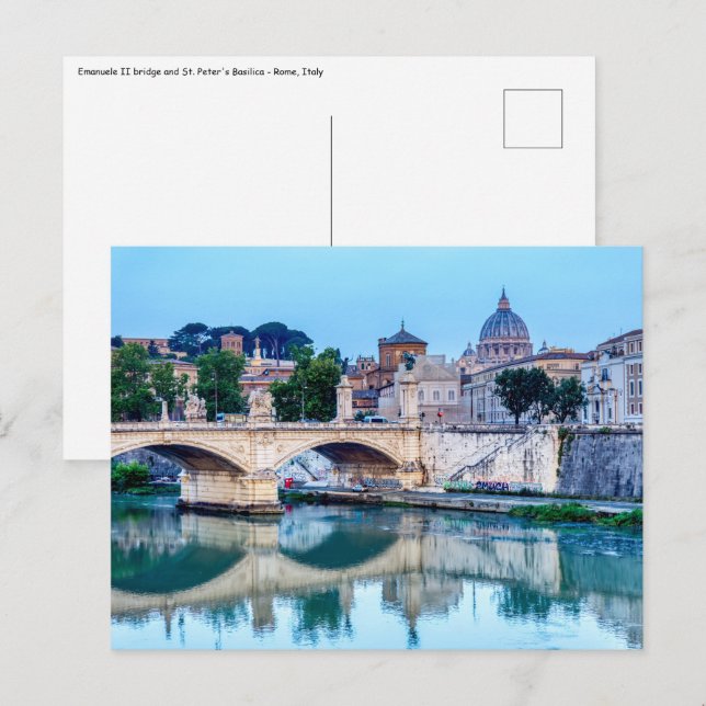 Postal puente de Emanuele II y Basílica de San Pedro - Ro (Anverso / Reverso)
