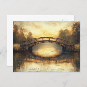 Postal Puente de época sobre la campiña de pintura de río