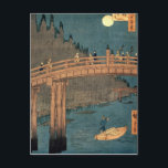 Postal Puente de Kyoto a la luz de la luna<br><div class="desc">Puente de Kioto a la luz de la luna,  de la serie '100 Views of Famous Place in Edo',  pub. 1855,  | por Ando o Utagawa Hiroshige | Ubicación del arte: Museo Victoria & Albert,  Londres,  Reino Unido | Artista japonés | Número de colección de imágenes: BAL1439</div>