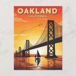 Postal Puente de la bahía de Oakland California atardecer
