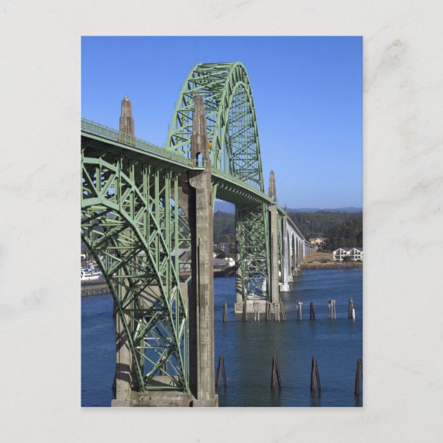 Postal Puente de la Bahía Yaquina que abarca la Bahía Yaq (Anverso)