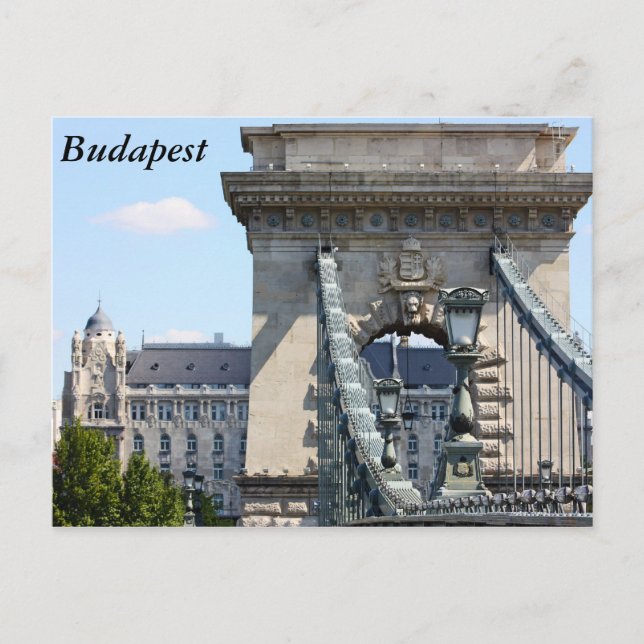 Postal Puente de la cadena Szechenyi, Budapest, Hungría,  (Anverso)