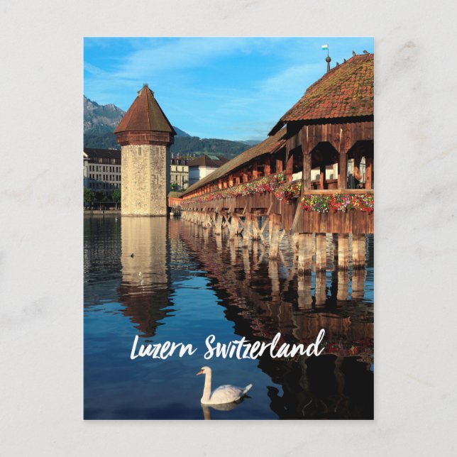 Postal Puente de la capilla de Lucerna en Suiza (Anverso)