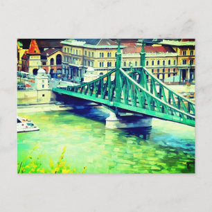 Postal Puente de la Libertad - Budapest - pintura