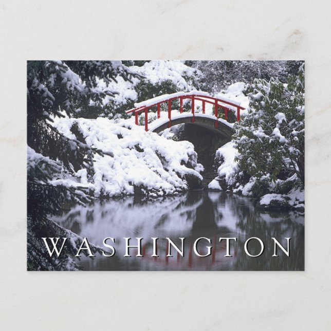 Postal Puente de la Luna y estanque en invierno | Gracias (Anverso)