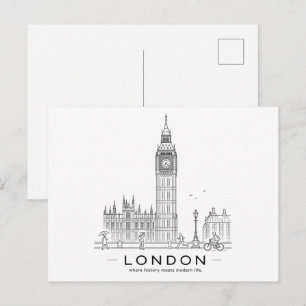 Postal Puente de la Torre de Londres Arte de Línea Arquit