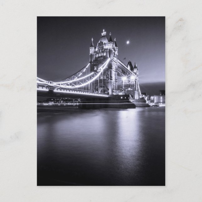 Postal Puente de la Torre Postcard por la noche, Londres, (Anverso)