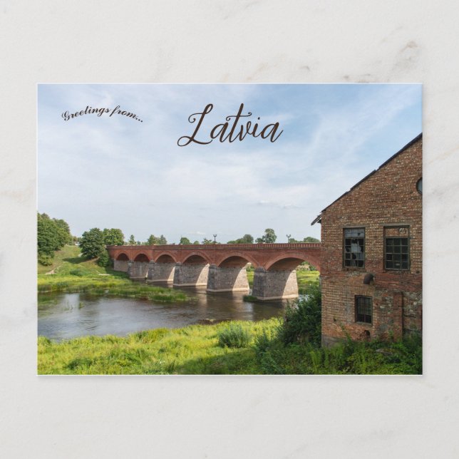 Postal Puente de ladrillo en Letonia Kuldiga (Anverso)