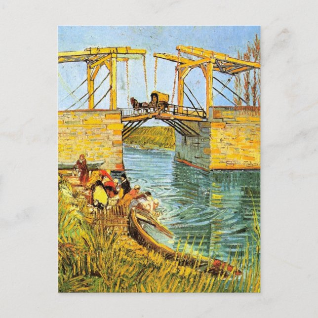 Postal Puente de Langlois en Arles por Vincent van Gogh (Anverso)