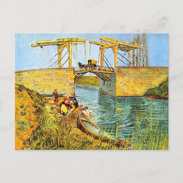 Postal Puente de Langlois en Arles por Vincent van Gogh (Anverso)