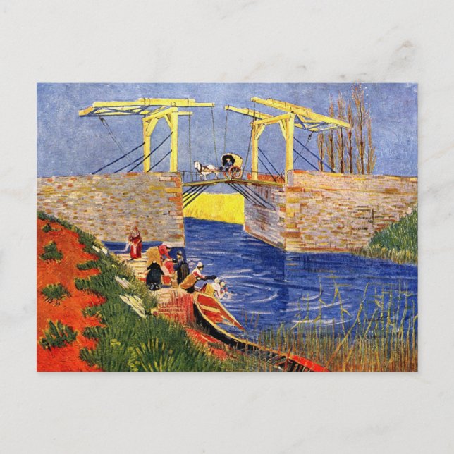 Postal Puente de Langlois en Arles por Vincent van Gogh (Anverso)