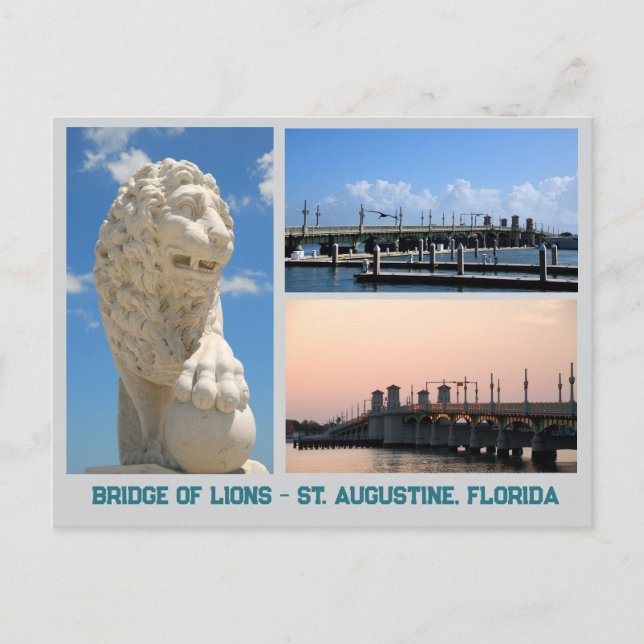 Postal Puente de leones St. Augustine (Anverso)