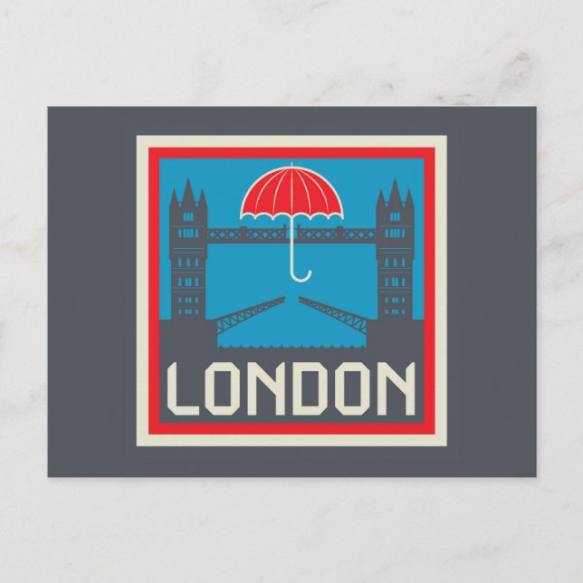 Postal Puente de Londres con paraguas (Anverso)