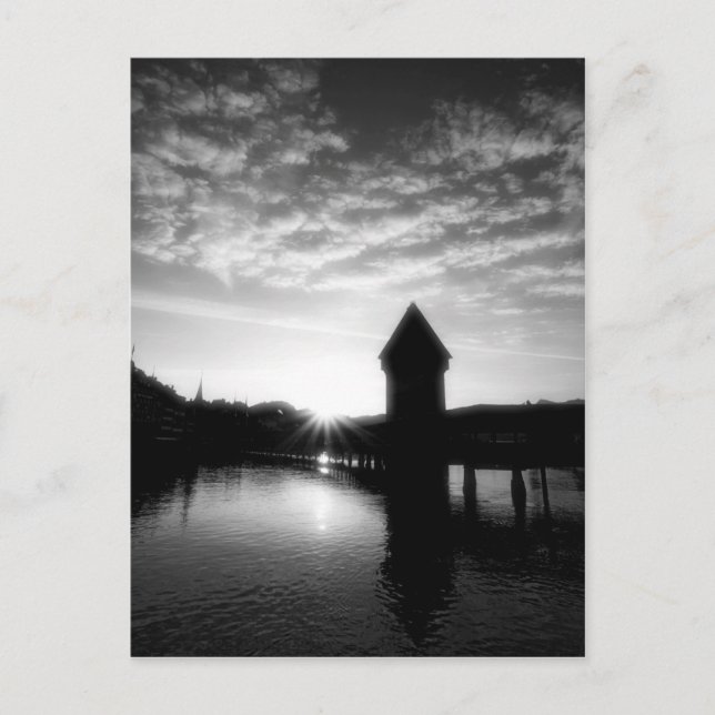 Postal Puente de Lucerne Chapel Sunrise (Anverso)