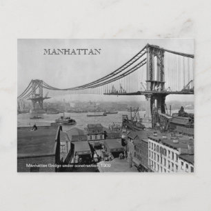 Postal Puente de Manhattan en construcción foto de 1909