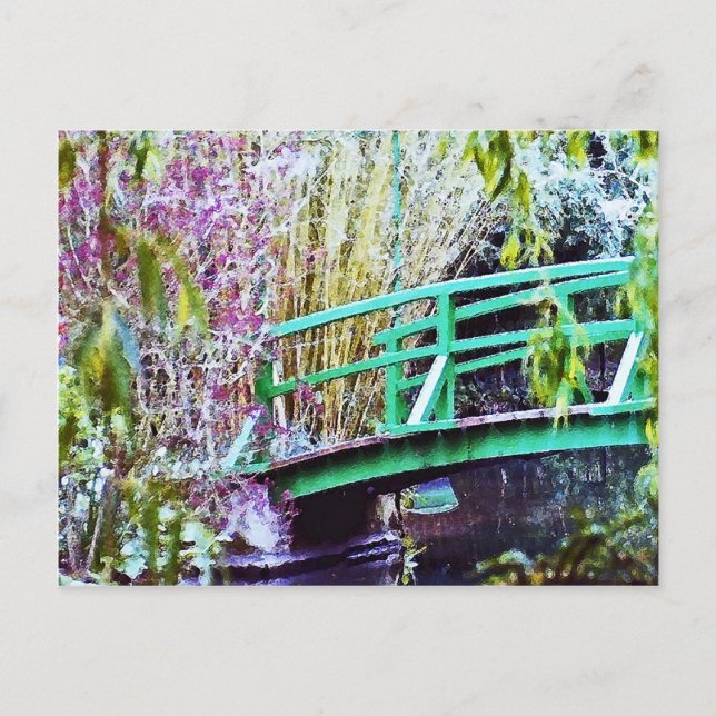 Postal Puente de Monet con flores (Anverso)