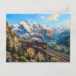 Postal Puente de montaña de tren de vapor