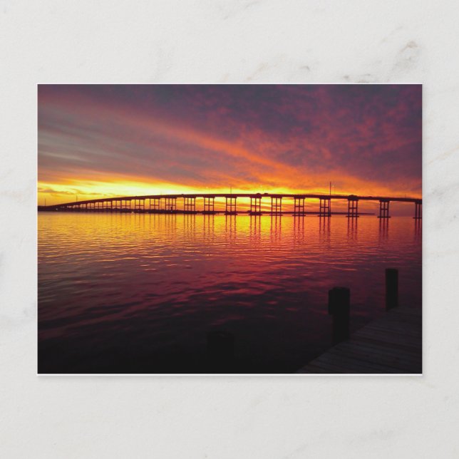 Postal Puente de Morehead City al atardecer (Anverso)