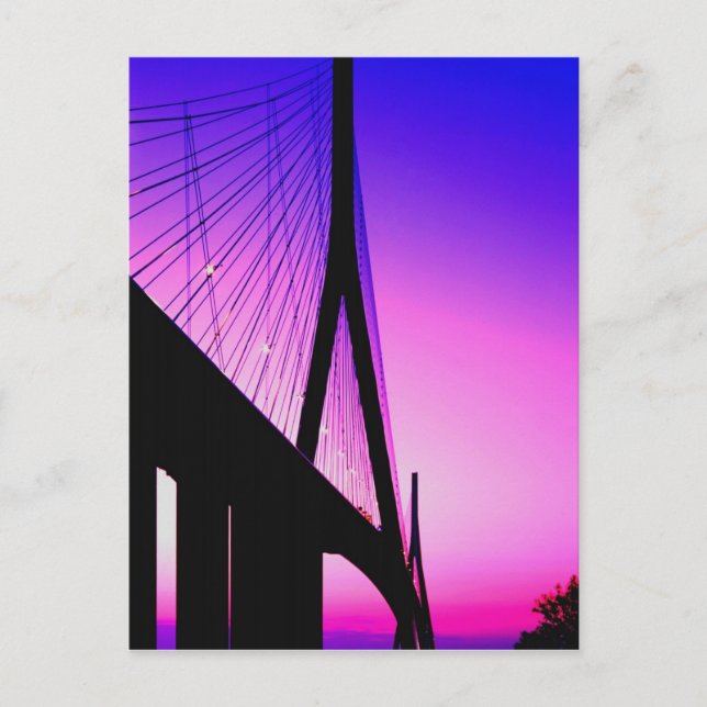 Postal Puente de Normandía, Le Havre, Francia (Anverso)