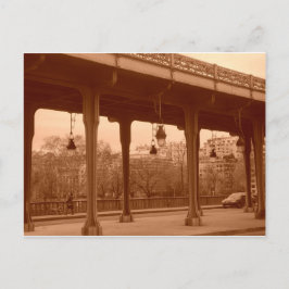 Postal Puente de París en sepia