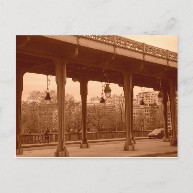 Postal Puente de París en sepia (Anverso)