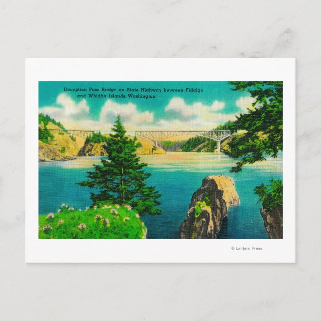 Postal Puente de paso de decepción, isla de Fidalgo y Whi (Anverso)