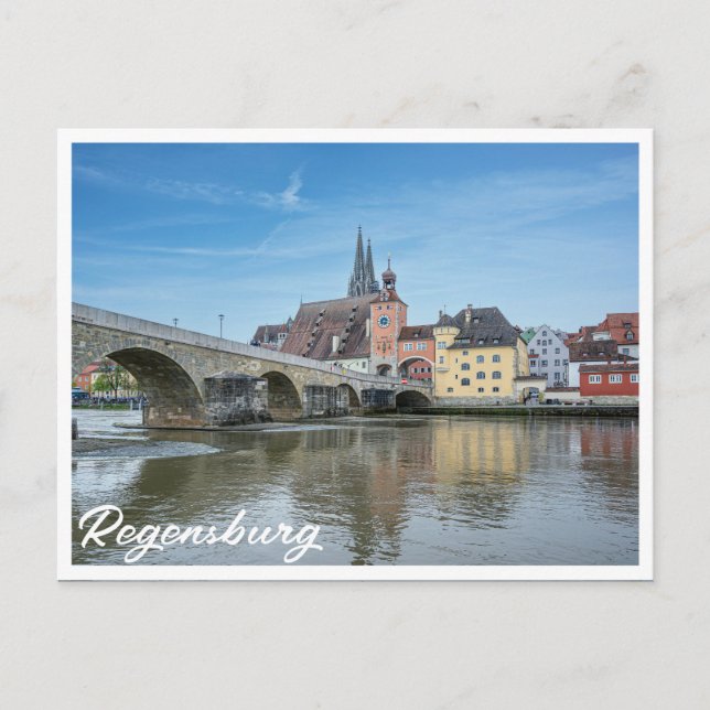 Postal Puente de piedra en Regensburg, Alemania (Anverso)
