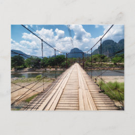 Postal Puente de suspensión de madera sobre el río, Vang