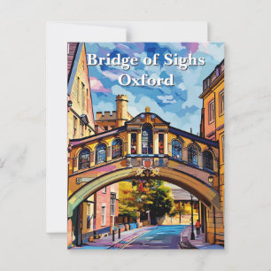 Postal Puente de suspiros en pintura de Gouache de Oxford