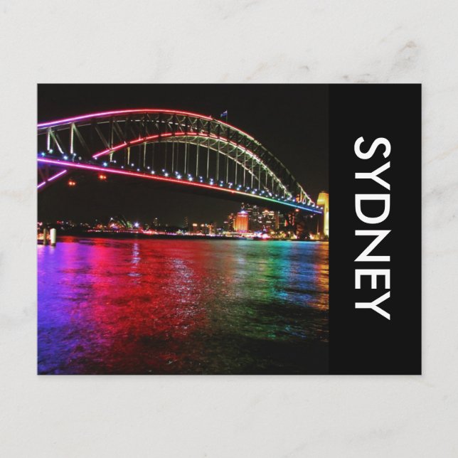 Postal puente de sydney con arco iris (Anverso)