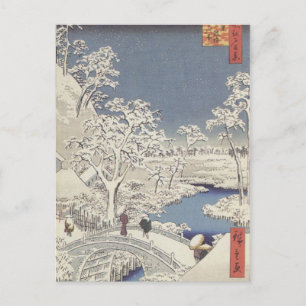 Postal Puente de tambor en Meguro, por Ando Hiroshige