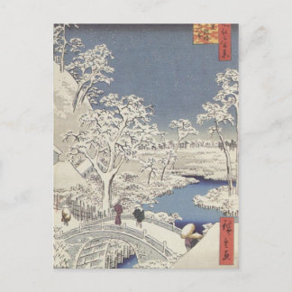 Postal Puente de tambor en Meguro, por Ando Hiroshige