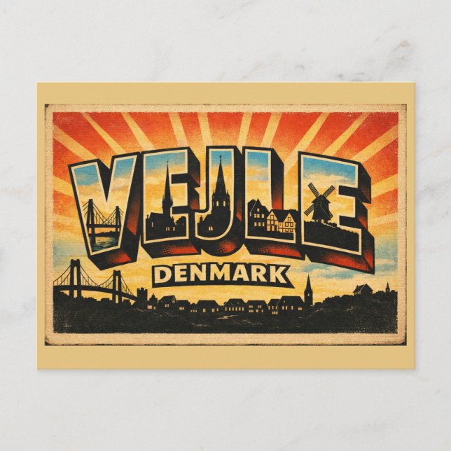 Postal Puente de Vejle Dinamarca (Anverso)