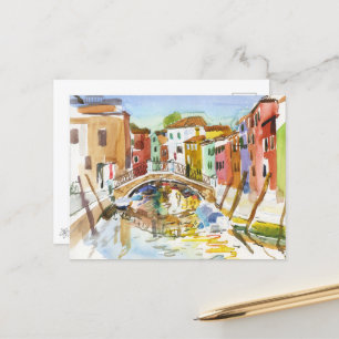 Postal Puente de Venecia Arte acuático