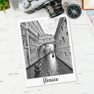 Postal Puente de Venecia de suspiros blanco negro con gon