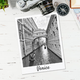 Postal Puente de Venecia de suspiros blanco negro con gon