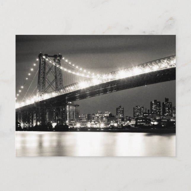 Postal Puente de Williamsburg por la noche en la ciudad d (Anverso)