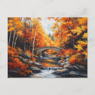 Postal Puente del bosque de otoño