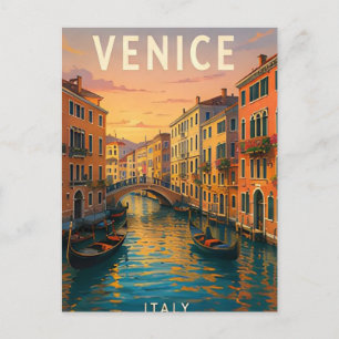 Postal Puente del Canal de Venecia Italia Orilla Italiana