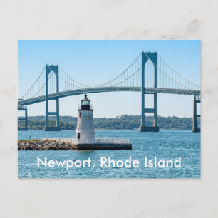 Postal Puente del Faro del Puerto de Newport Rhode Island