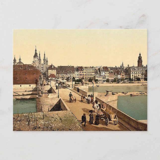 Postal Puente del Rin Viejo (es decir, Viejo puente princ (Anverso)