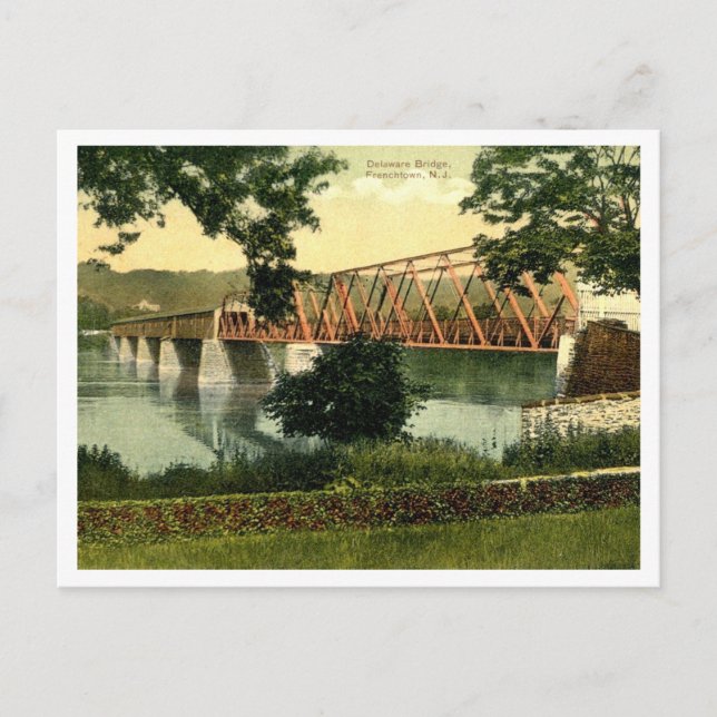 Postal Puente del río Delaware de Frenchtown NJ en los añ (Anverso)