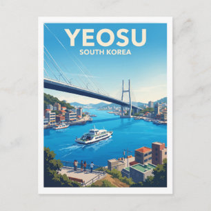 Postal Puente Dolsan y Puerto de Yeosu Corea del Sur Viaj