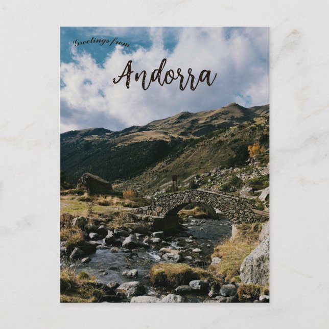 Postal Puente en el valle de Incles de Andorra (Anverso)