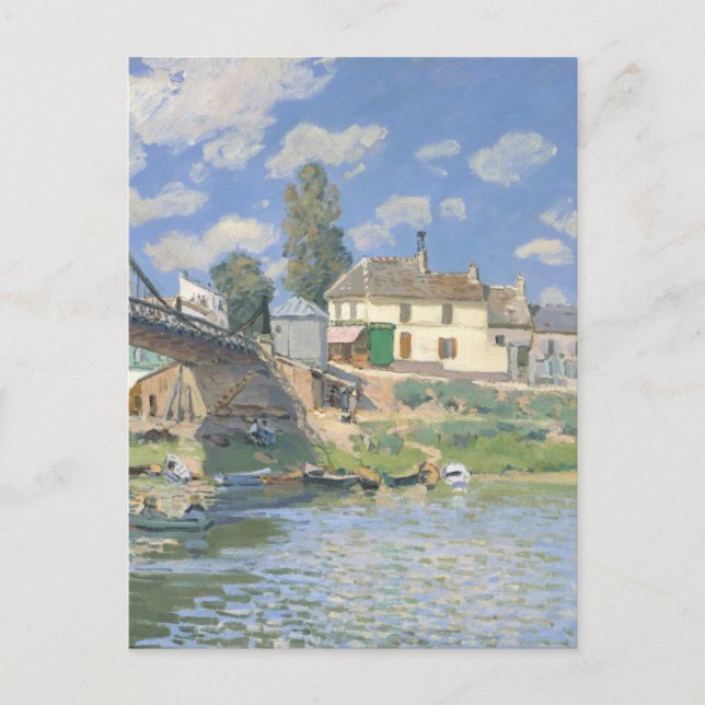 Postal Puente en Villeneu por Sisley Impresionist Paint (Anverso)